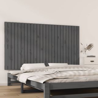 seinale kinnitatav voodipeats, hall, 159,5x3x90 cm, männipuit
