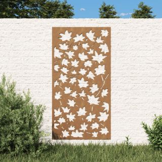 украшение для садовой стены, 105x55 см, кортеновская сталь, рисунок кленового листа