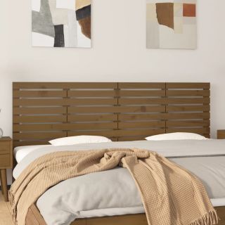 Изголовье кровати настенное, медово-коричневое, 206x3x63 см, сосна