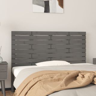 seinale kinnitatav voodipeats, hall, 126x3x63 cm, männipuit