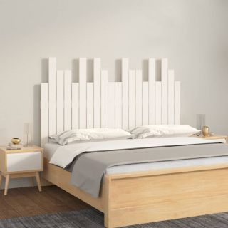 Изголовье кровати настенное, белое, 127,5x3x80 см, сосна