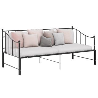 lahtikäiv diivanvoodiraam must metall 90 x 200 cm