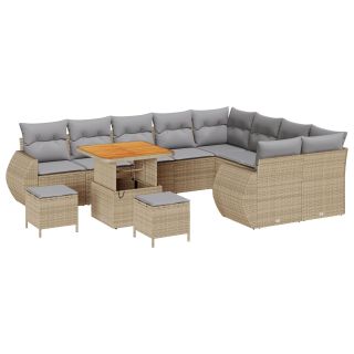 12-osaline aiadiivanikomplekt padjadega Beež polü rattan Acacia,3-osaline aiakohvikomplekt padjadega Beež polü rattan Acacia
