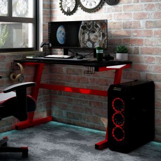 Игровой компьютерный стол с Z-образными ножками, черный, 110x60x75 см