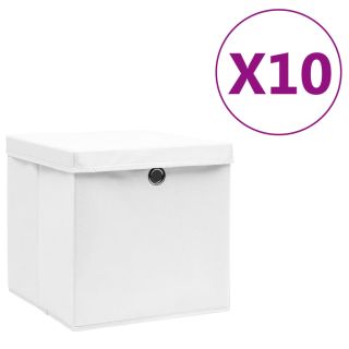 hoiukastid kaanega 10 tk, 28 x 28 x 28 cm, valge