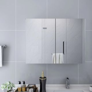 Зеркальный шкафчик для ванной комнаты, белый, 80 x 15 x 60 см, МДФ
