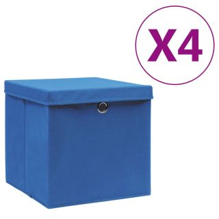 hoiukastid kaanega 4 tk, 28 x 28 x 28 cm, sinine