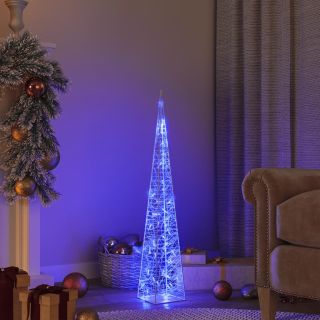 akrüülist valguskoonus, LED-tuli, sinine 90 cm
