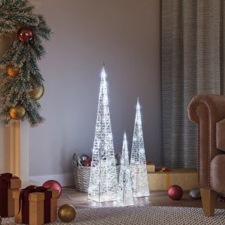 akrüülist LED valguskoonusekomplekt, külm valge 30/45/60 cm