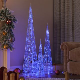 akrüülist LED valguskoonusekomplekt, sinine 60/90/120 cm