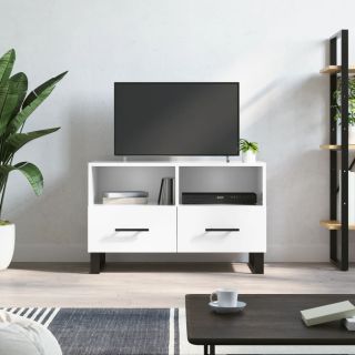 Тумба под телевизор, глянцевый белый, 80 x 36 x 50 см, искусственное дерево