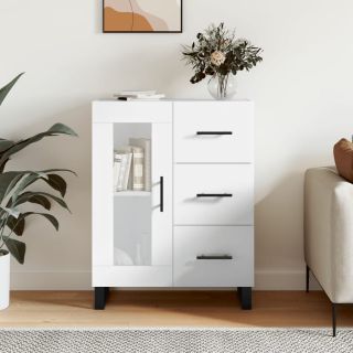 Буфет, глянцевый белый, 69,5 x 34 x 90 см, искусственное дерево