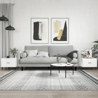 Кофейные столики 2 шт, белый глянцевый 50x50x40 см, искусственное дерево