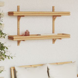 Seinale Paigaldatav Riiul 2-Tasandiline 100x26x60 cm Bambusest