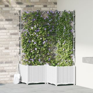 Aiakapist trellisega 3 tk Valge 80x80x143 cm