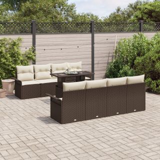 9 Tükki Aia Diivan Komplekt Patjadega Pruun Polü Rattan