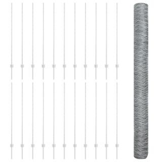 Aia Postid 22 tk U-Kanal 140 cm Galvaniseeritud Teras,Kuusnurkne Aed 1.4x50 m Galvaniseeritud Teras
