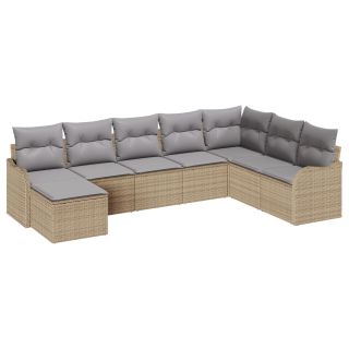 8-osaline aiasonade komplekt padjadega Beež polü rattan,2-iste aiasona salvestusega & padjaga Beež polü rattan