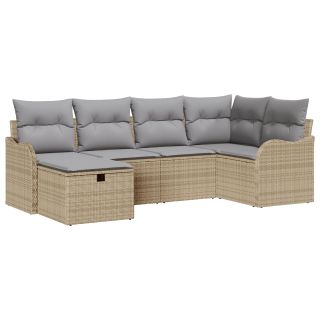 6-osaline aia sofa komplekt padjadega beežist polü rotangist,2-kohaline aia sofa koos hoiuruumiga ja padjadega beežist polü rotangist