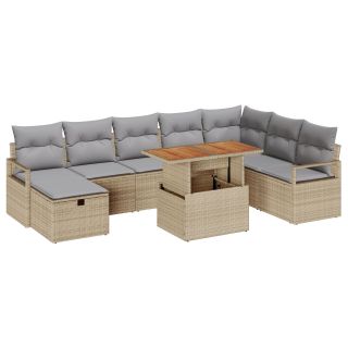 9-osaline aiadiivanikomplekt padjadega beež polü rattan,2-kohaline aiadiivan mahutiga ja padjadega beež polü rattan