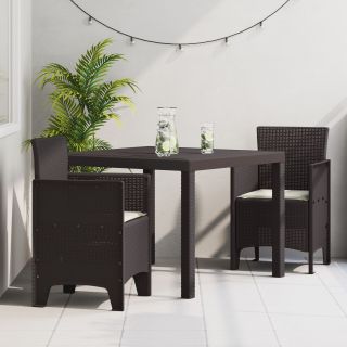 3-osaline aiarendi to komplekt koos padjatega pruun polü rattan