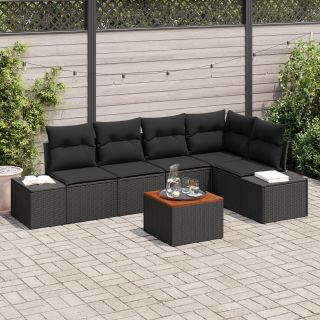 6-osaline aiamööbli komplekt padjadega Must polü rattan Akaatsia