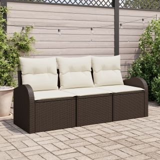 3-osaline Ai Sofa Komplekt Padjadega Pruun Polü Rattani