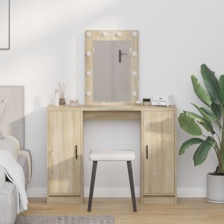 Tualettlaud LED-valgustitega Sonoma Tammes, 102x33x135 cm
