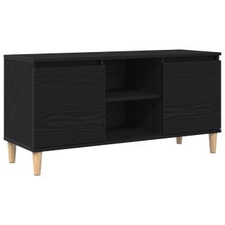 TV Kapikene puidust jalaga must tamm 102x35x50 cm