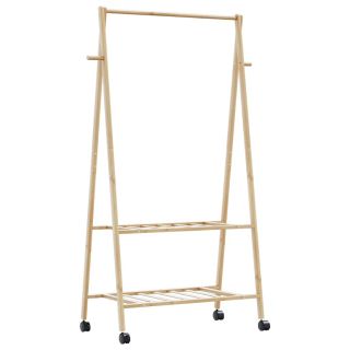 riidenagi riiulite ja ratastega 96x45,5x155,5 cm bambusest