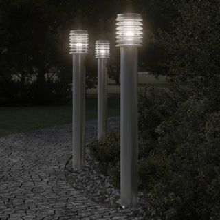 pistikupesaga õue lambipost, hõbedane, 110 cm, roostevaba teras