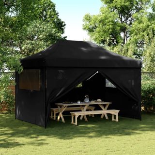 kokkupandav pop-up peotelk 4 külgseinaga, must
