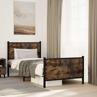 metallist voodiraam ilma madratsita suitsutatud tamm 80x200 cm