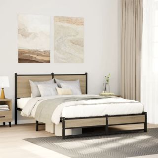 metallist voodiraam ilma madratsita Sonoma tamm 137x190 cm