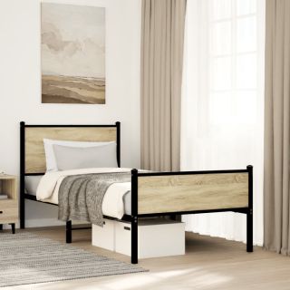 metallist voodiraam ilma madratsita Sonoma tamm 90x190 cm