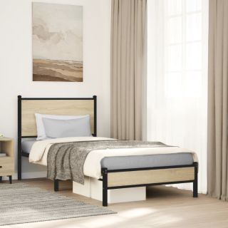 metallist voodiraam ilma madratsita Sonoma tamm 90x200 cm