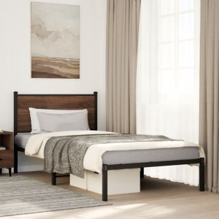 Metallist voodiraam ilma madratsita Pruun tamm 107x203 cm