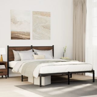 metallist voodiraam ilma madratsita pruun tamm 140x200 cm