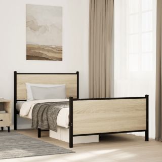metallist voodiraam ilma madratsita Sonoma tamm 100x190 cm