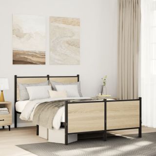 metallist voodiraam ilma madratsita Sonoma tamm 120x190 cm