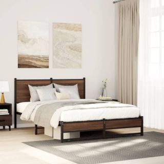 metallist voodiraam ilma madratsita pruun tamm 140x190 cm