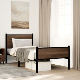 Metallist voodiraam ilma madratsita Pruun tamm 90x190 cm