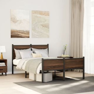 Metallist voodiraam ilma madratsita Pruun tamm 120x200 cm