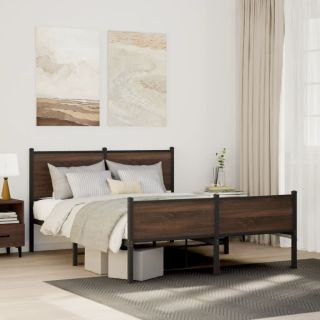 metallist voodiraam ilma madratsita pruun tamm 140x200 cm