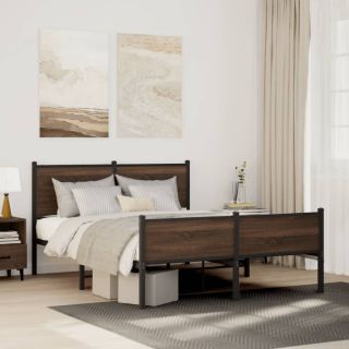 metallist voodiraam ilma madratsita pruun tamm 140x190 cm