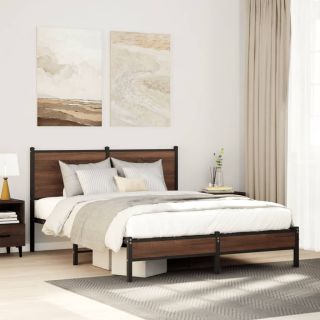 metallist voodiraam ilma madratsita pruun tamm 137x190 cm