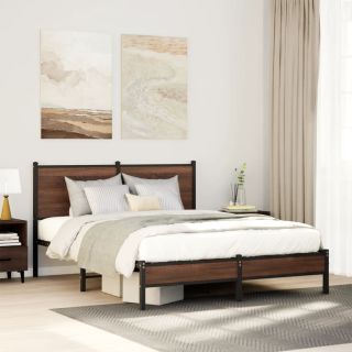 metallist voodiraam ilma madratsita pruun tamm 150x200 cm