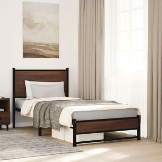 Metallist voodiraam ilma madratsita Pruun tamm 75x190 cm