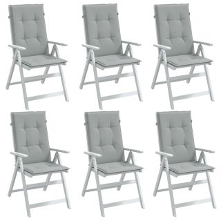 Подушки для стула с высокой спинкой 6 шт., светло-серые, 120x50x4см, ткань