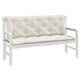 Подушки для сидения садовой скамейки 2 шт., кремовые, 150x50x7 см, ткань